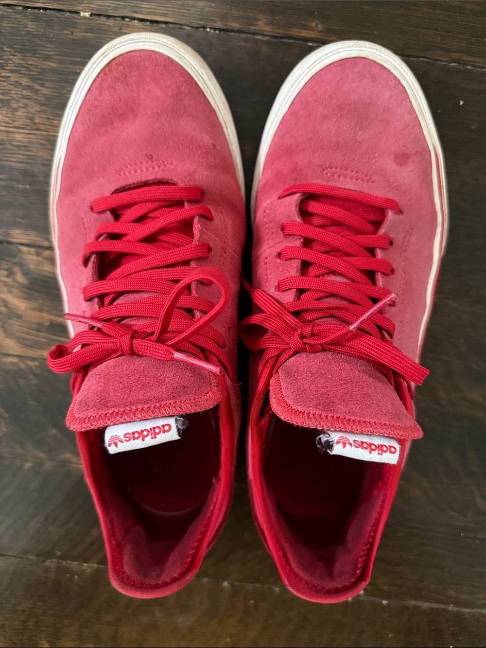 adidas Red Suede Low-Top Sneakers